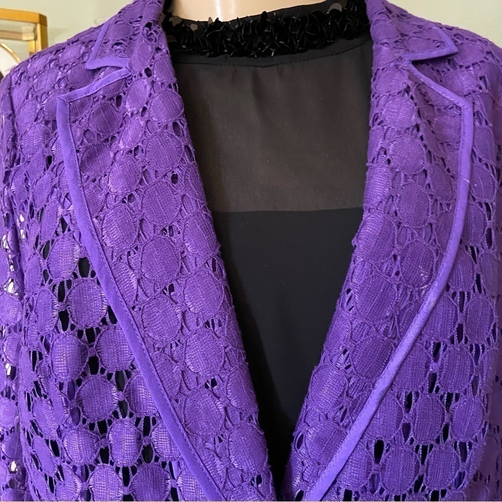 Glorious Chicos jacket with see-through lace and royal purple. Fairy core 70s